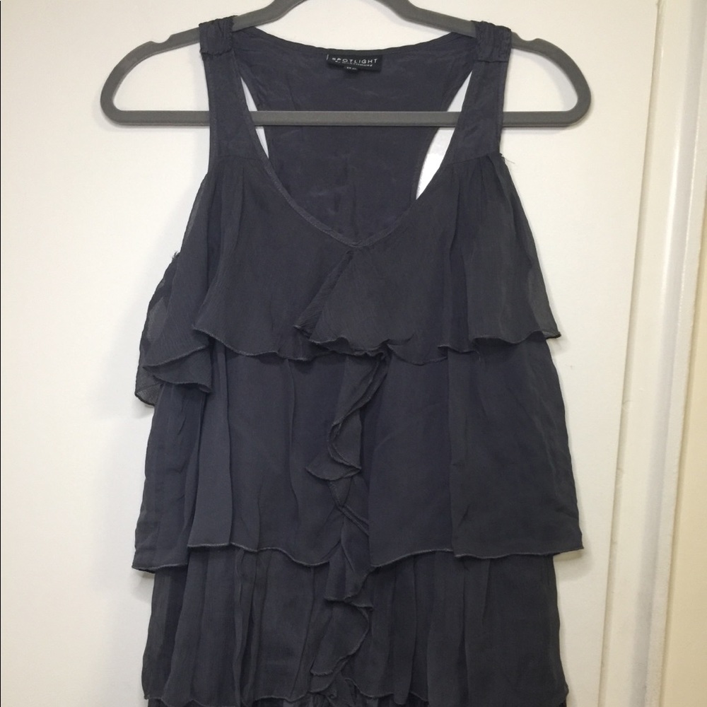 Silk grey frill/ruffle dress.very cute. Host pick - Picture 4 of 8